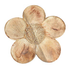 NAKKASHI Hand Carved Natural Antique Finish Wooden Food Serving Rotating Flower Shape Tray (Size 40X15 Cm)