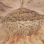 NAKKASHI Hand Carved Natural Antique Finish Wooden Food Serving Rotating Flower Shape Tray (Size 40X15 Cm)