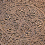 NAKKASHI - Hand Carved Solid Mango Wood Round Table in Burn Finish (Size 45x70 Cm)