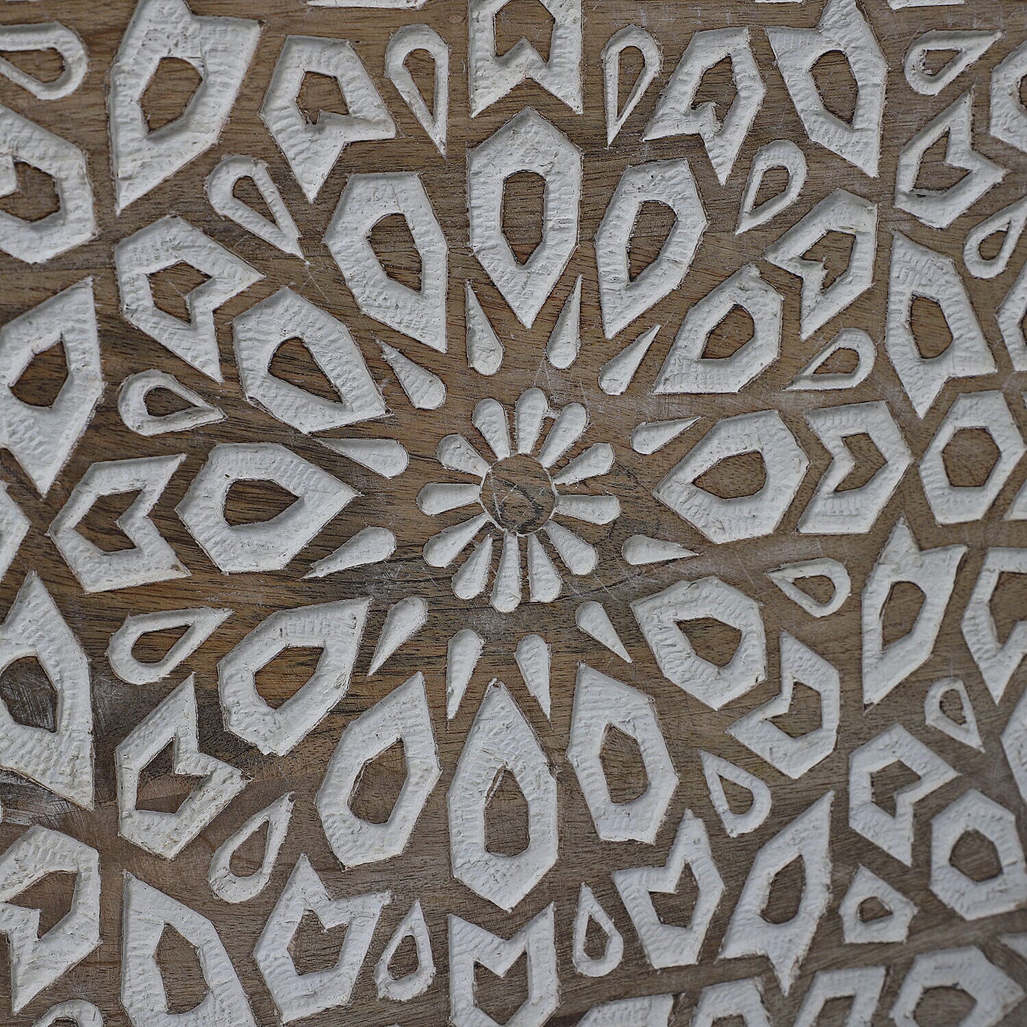 NAKKASHI Mango Wood Hand Carved Hexagonal Coffee Table (Size 71x61x33cm)