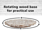 NAKKASHI - Saharanpur Collection - Hand Carved Lazy Susan Solid Wood Rotating Tray. Sun Shape