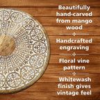 Handmade - Hand Carved Mango Wood Rotating Tray (Dia 40, Weight 7.09lbs)