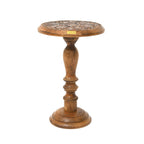 NAKKASHI Set of 2 - Mango Wood Handcarved Bedside Pillar Table (Size 45x30 Cm)