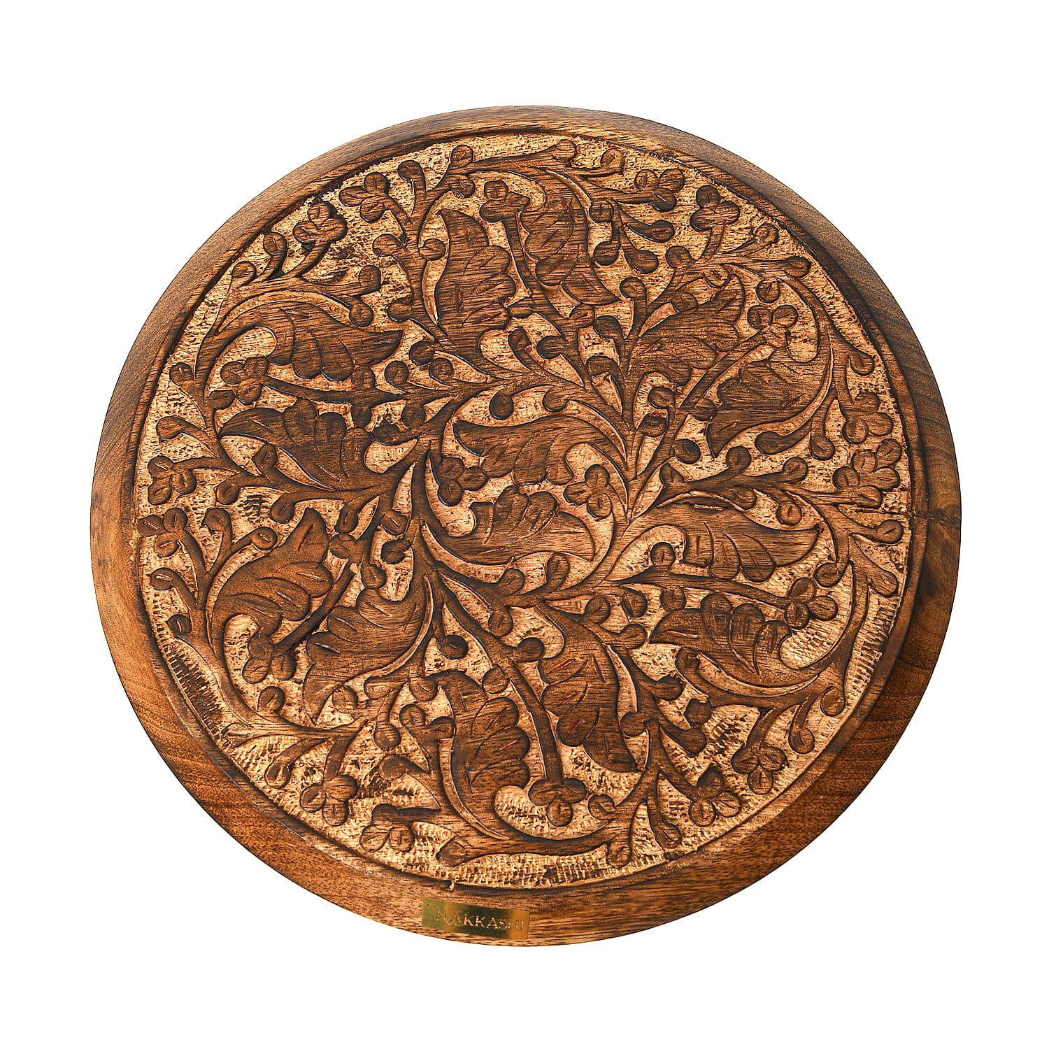 NAKKASHI Set of 2 - Mango Wood Handcarved Bedside Pillar Table (Size 45x30 Cm)