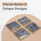 Handcrafted Set of 4 Square Shaped Marble Coasters (Size 10cm) - Grey