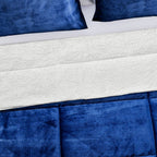 NEW - Set Of 3 Sherpa Comforter (Size Double) & 2 Pillow Cases (Size 75x50cm) Navy