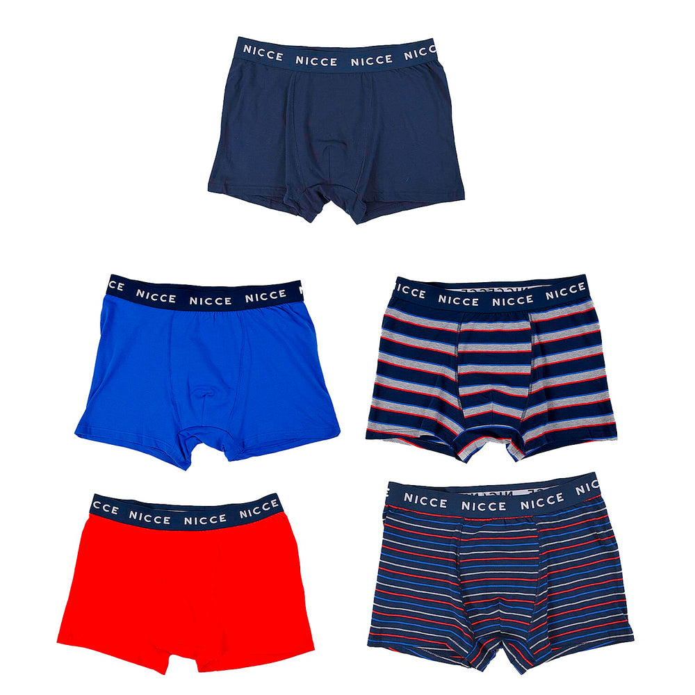 NICCE 95% Cotton Set of 5 Boxers (Size L) - Blue