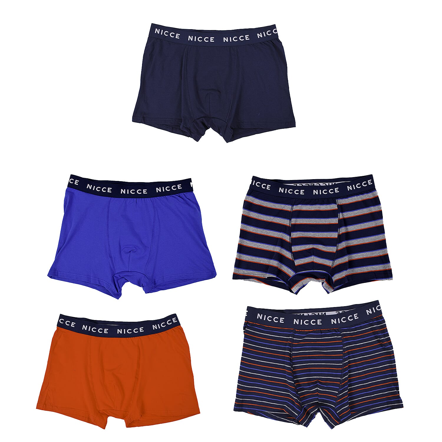 NICCE 95% Cotton Set of 5 Boxers (Size L) - Blue