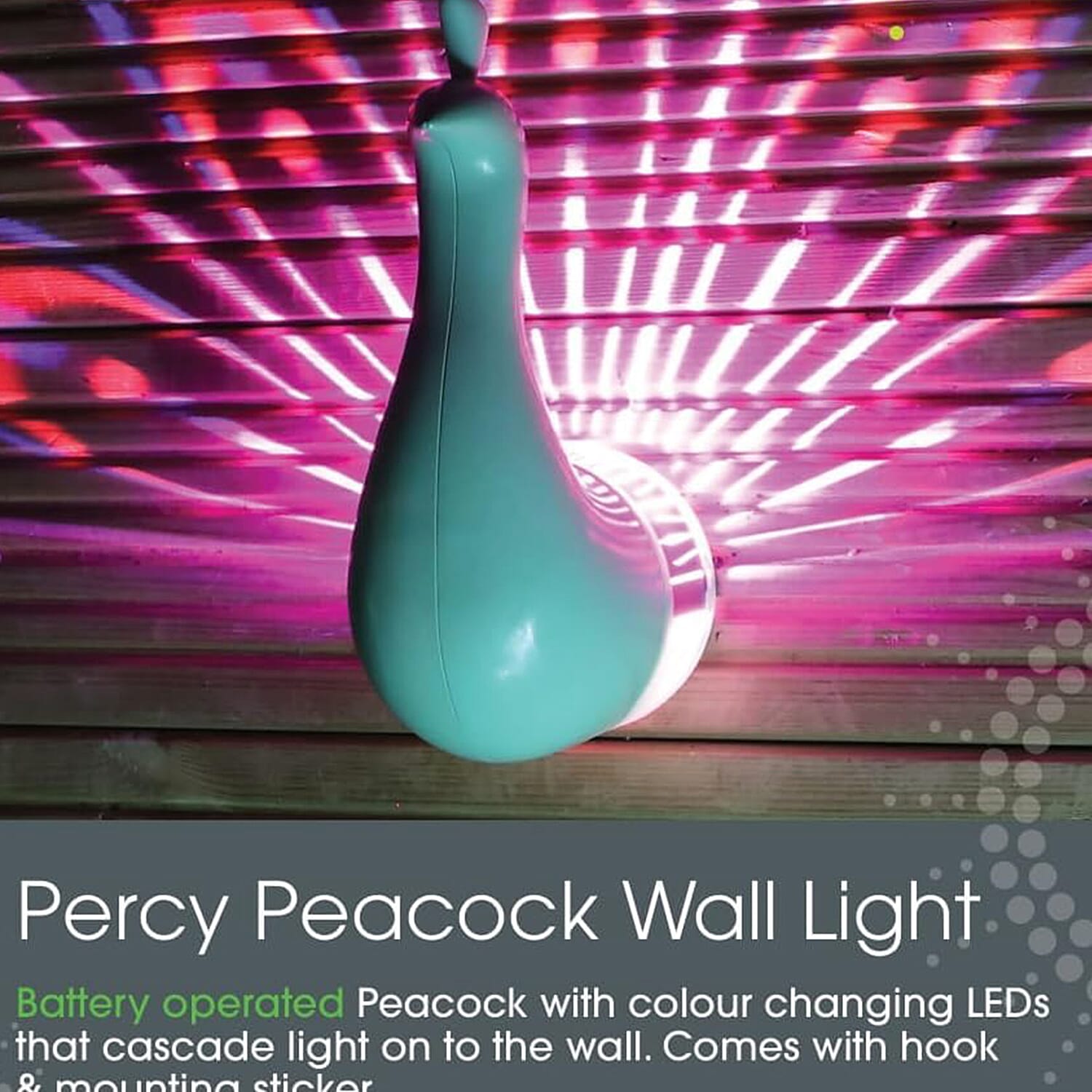 NOMA Percy Peacock Wall Spray Light - Multi Hues - 60 days from One Set of Batteries