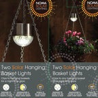 2 Solar Hanging Basket Lights for Garden and Outdoors