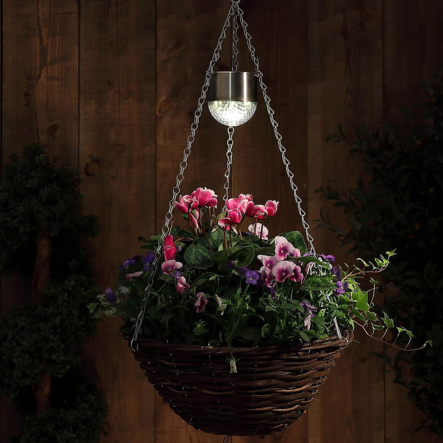 2 Solar Hanging Basket Lights for Garden and Outdoors