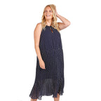 Polka Dot Midi Dress (Size - 24) -Navy - White