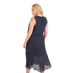 Polka Dot Midi Dress (Size - 24) -Navy - White