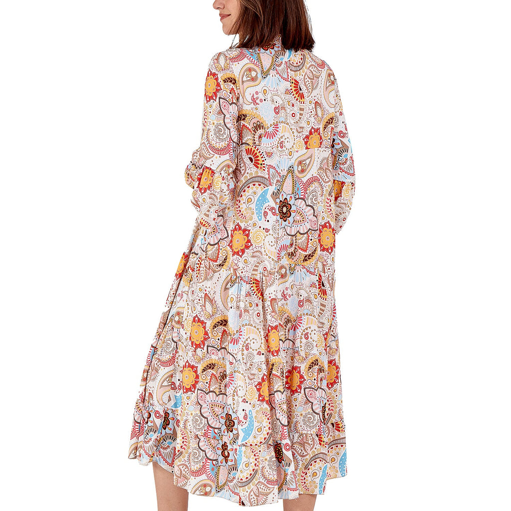 Nova of London - Viscose Paisley Print Midi Dress (Size 8-20) - Beige