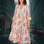 Nova of London - Viscose Paisley Print Midi Dress (Size 8-20) - Beige