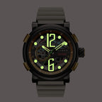 NUBEO Orion Automatic Limited Edition Japanese Open Heart Automatic Movement Sapphire Black Dial Water Resistant Watch With 2 Black Rubber Strap