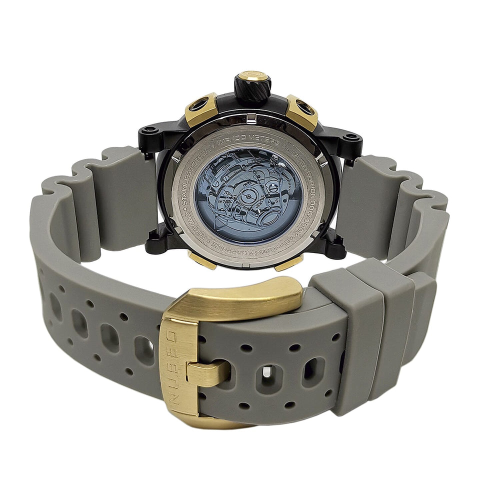 NUBEO Orion Automatic Limited Edition Japanese Open Heart Automatic Movement Sapphire Black Dial Water Resistant Watch With 2 Black Rubber Strap