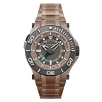 NUBEO Manta Midsize Automatic Limited Edition Japanese Movement 3 Hands With Date & Sapphire Lens Brown Dial 30 ATM Water Resistant Watch With Stainlesss Steel Brown Chain Strap