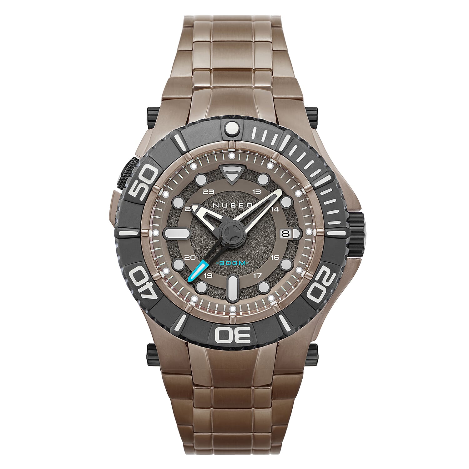 NUBEO Manta Midsize Automatic Limited Edition Japanese Movement 3 Hands With Date & Sapphire Lens Brown Dial 30 ATM Water Resistant Watch With Stainlesss Steel Brown Chain Strap