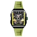 NUBEO Maven Automatic Limited Edition Dark Khaki Dial Mens Watch with Lime Green Stainless Steel Strap