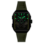 NUBEO Maven Automatic Limited Edition Dark Khaki Dial Mens Watch with Lime Green Stainless Steel Strap