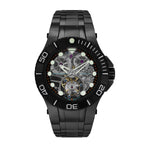 NUBEO Manta Tourbillion Limited Edition Mechanical Movement 3 Hands & Sapphire Lens Black Dial 20 ATM Water Resistant Watch With Stainlesss Steel Black Chain Strap
