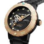 NUBEO Opportunity Automatic Limited Edition Genuine Martian Meteorite Japanese Automatic Movement With 3 Hands Black Dial 30 ATM Water Resistant Watch With Stainlesss Steel Black Chain Strap