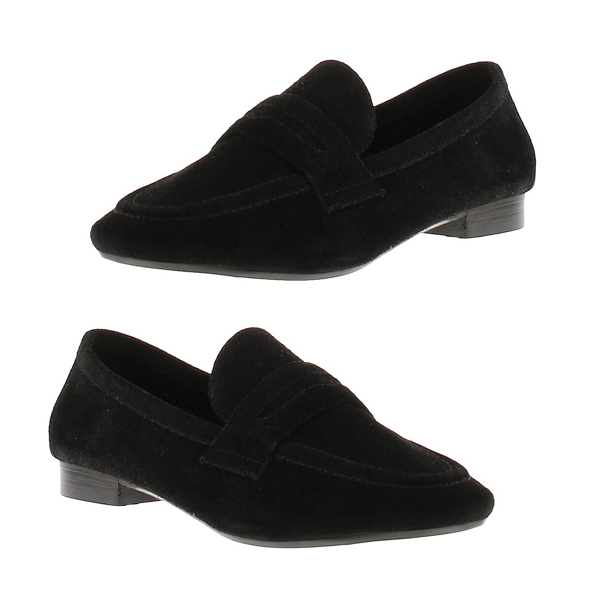 NV Champagne Metallic Genuine Leather Suede Loafers (Size 8) - Black