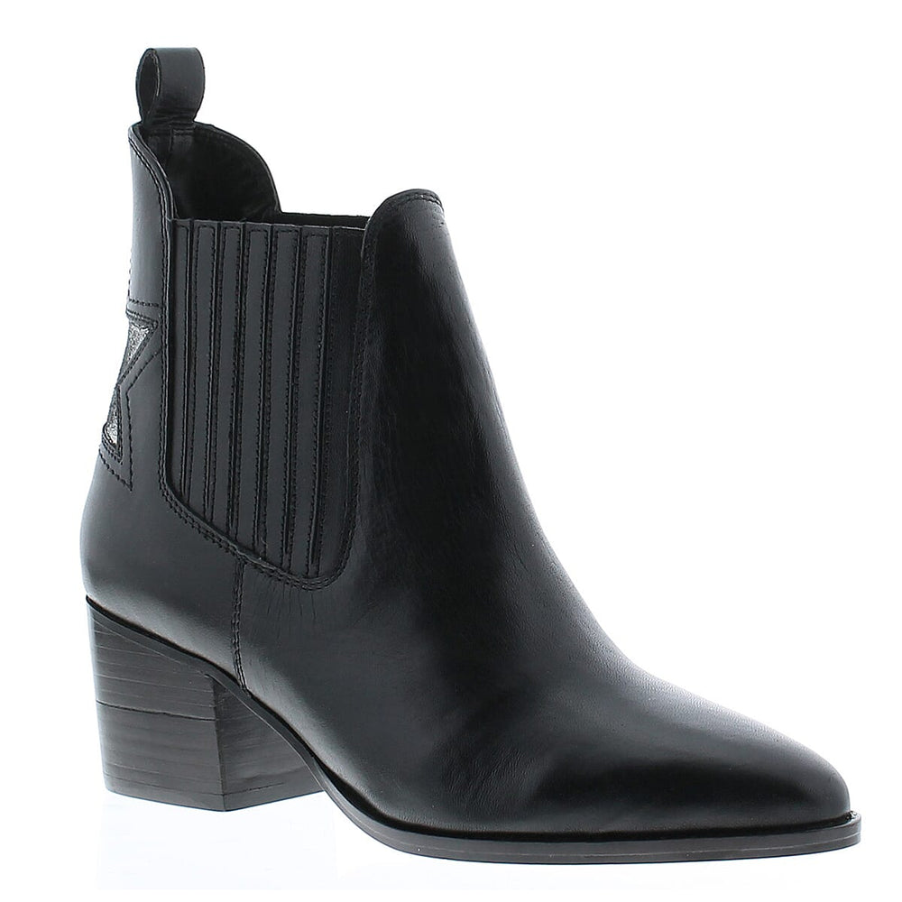 NV Cowboy-Style Leather Ankle Boots (Size 4) - Black