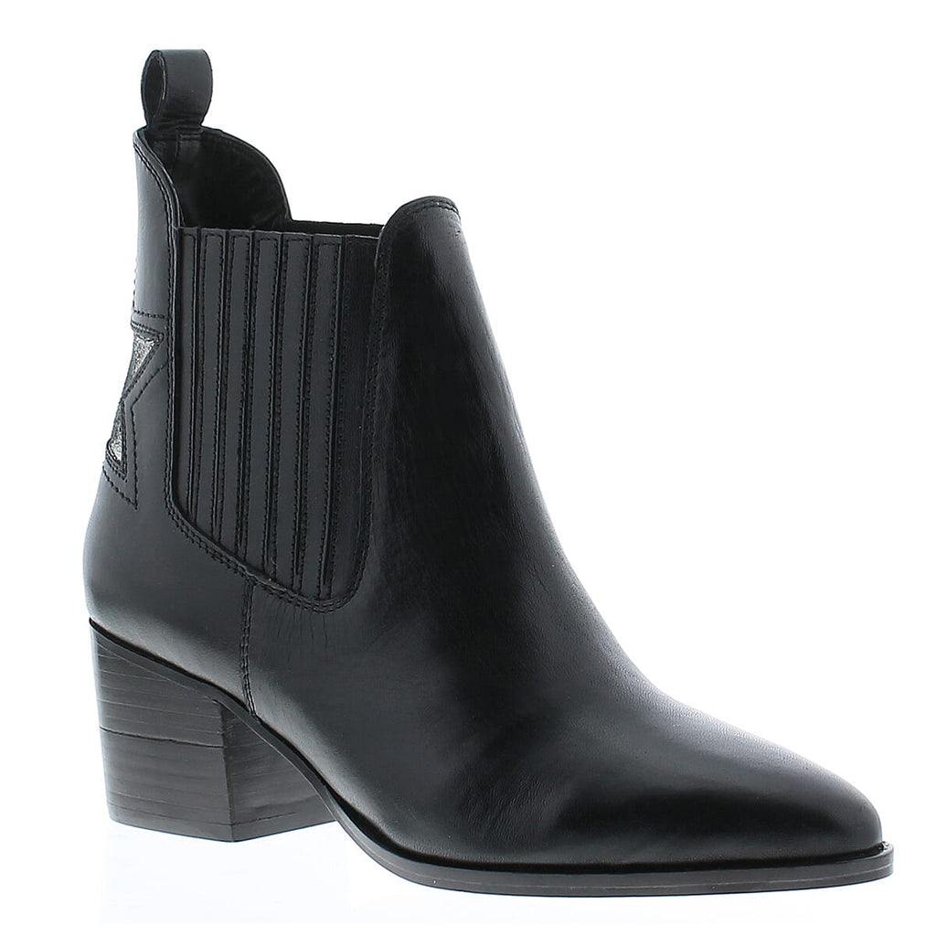 NV Cowboy-Style Leather Ankle Boots (Size 4) - Black