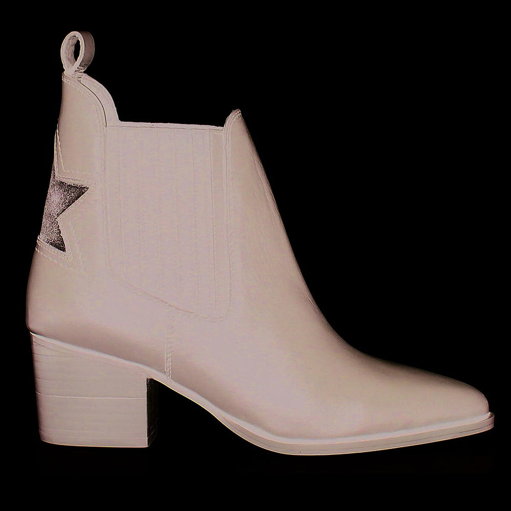 NV Cowboy-Style Leather Ankle Boots (Size 4) - Black