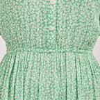 Nabella Ditsy Flower Print Midi Dress with Tiered Skirt (Size 12) - Green