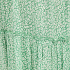 Nabella Ditsy Flower Print Midi Dress with Tiered Skirt (Size 12) - Green