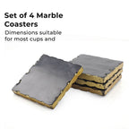 Nakkashi Set of 4 Square Shape Marble Coasters (Size 10x10cm) - Black