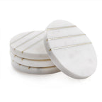 Nakkashi Set of 4 Marble  Coasters (Size 10x10x10 cm) - White & Black