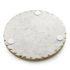 First Time Ever Italian Marble Round Trivet With Gold Trim (Size 25cm) - White