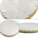 First Time Ever Italian Marble Round Trivet With Gold Trim (Size 25cm) - White