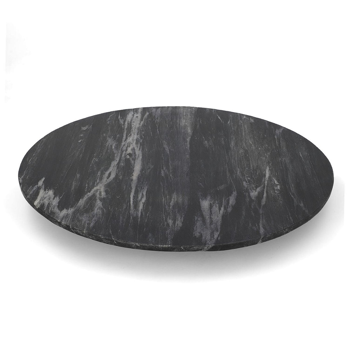 Black Marble Rotating Lazy Susan Board-Flat Platter (Size 38 cm) - Black