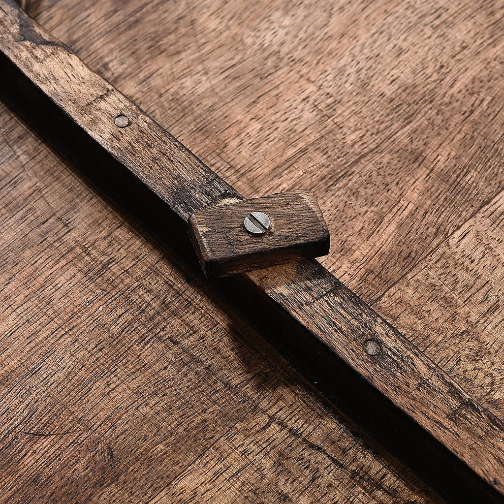 NAKKASHI Hand Carved Mango Wood Table (Size 68x68x51Cm) Natural Finish