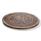 NAKKASHI Hand Carved Mango Wood Table (Size 68x68x51Cm) Natural Finish