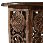 NAKKASHI Hand Carved Mango Wood Table (Size 68x68x51Cm) Natural Finish