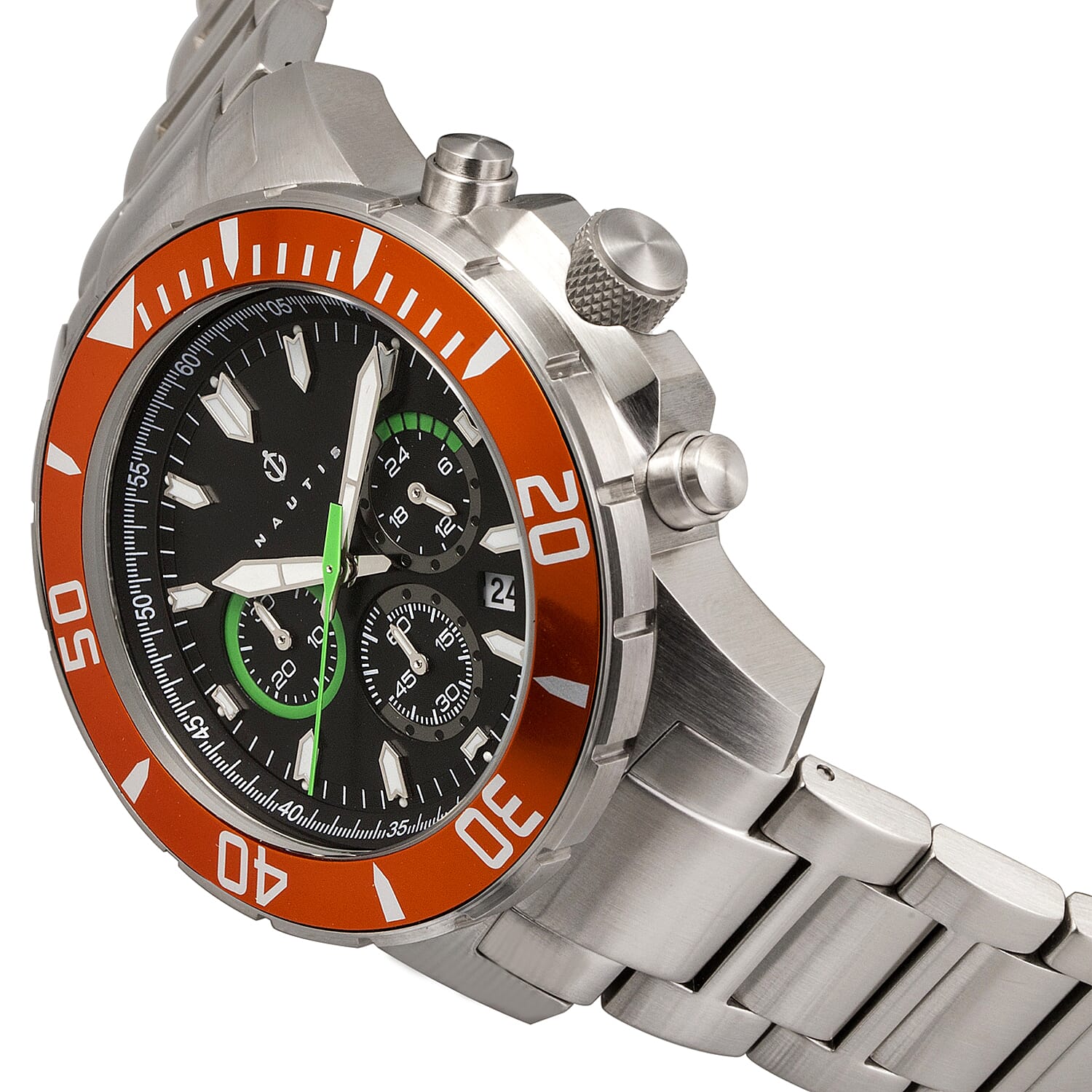 Nautis Quartz Mens Watch in Stainless Steel - Orange