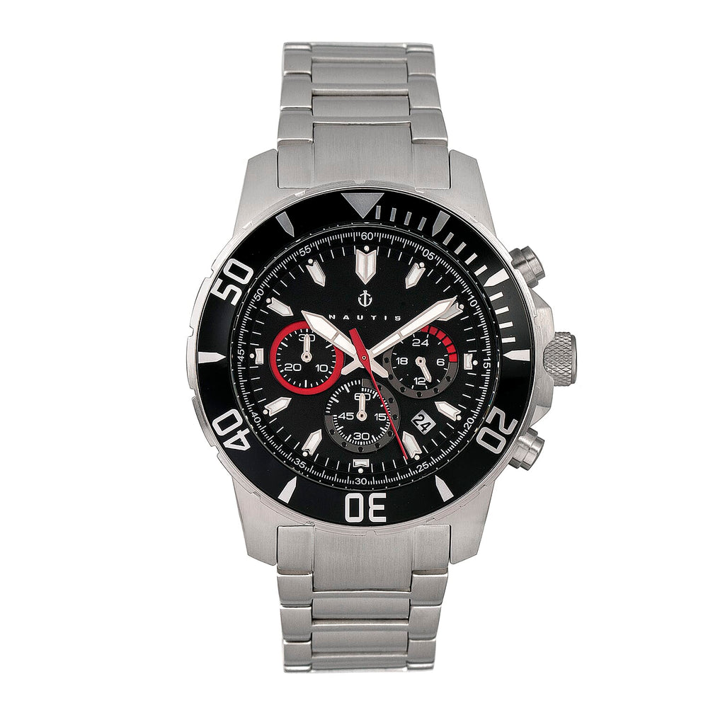 Nautis Quartz Mens Watch in Stainless Steel - Black