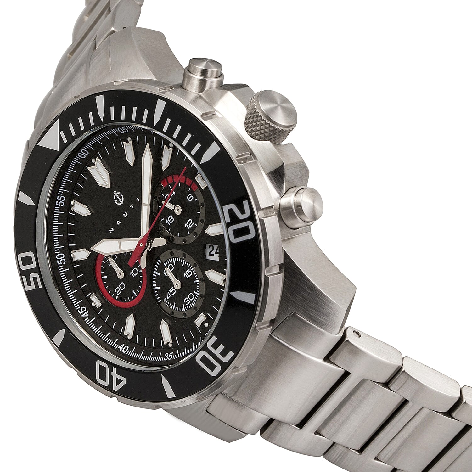 Nautis Quartz Mens Watch in Stainless Steel - Black