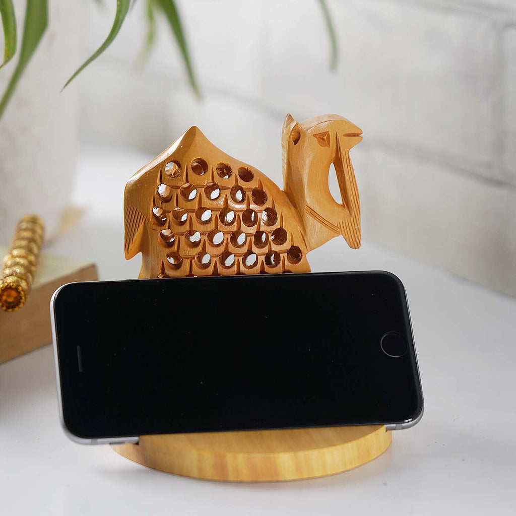 New Arrival- Hand Carved Wooden Mobile Phone Holder - Camel