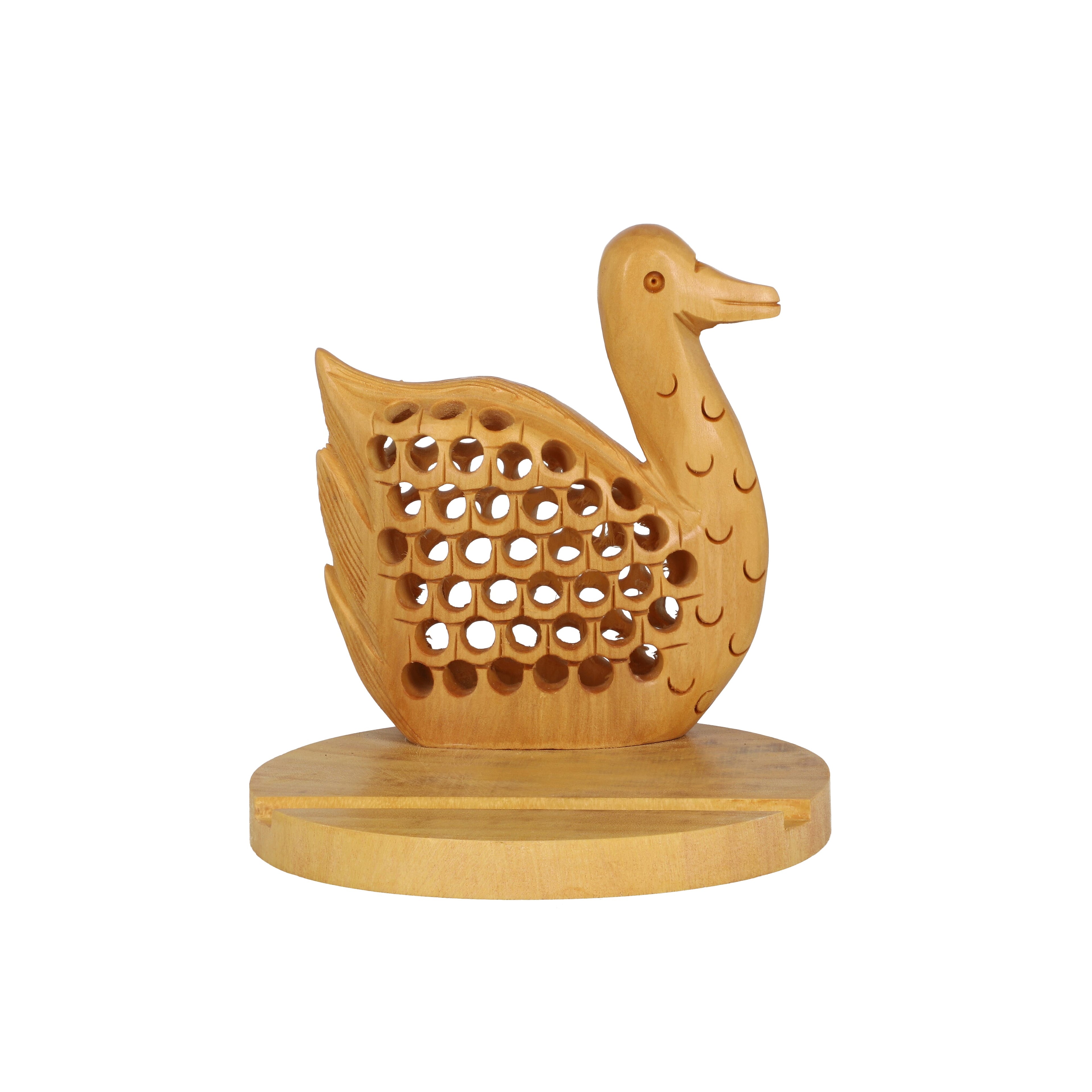 New Arrival- Hand Carved Wooden Mobile Phone Holder - Swan