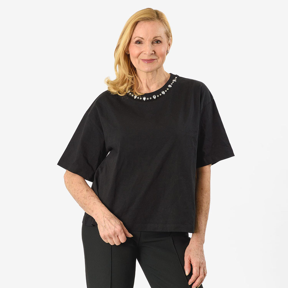 Tjc Cotton Knitted Tee (Size - 16) - Black