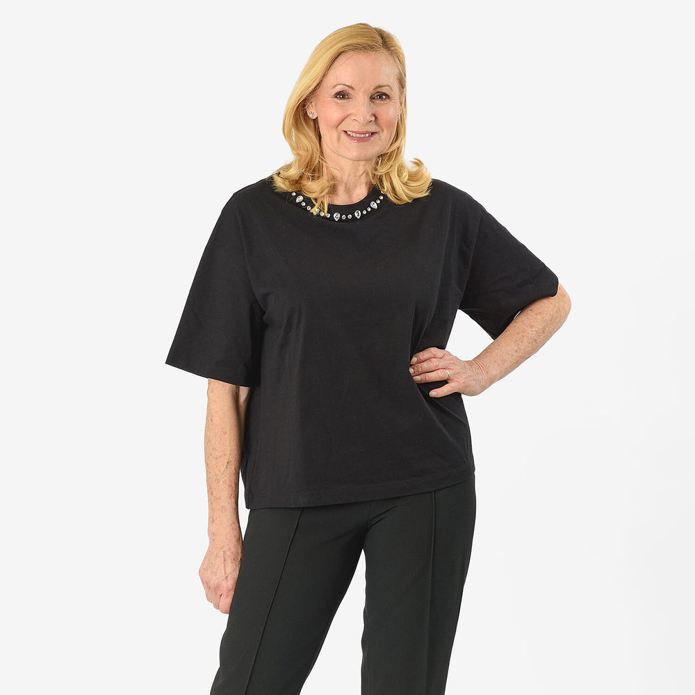 Tjc Cotton Knitted Tee (Size - 16) - Black