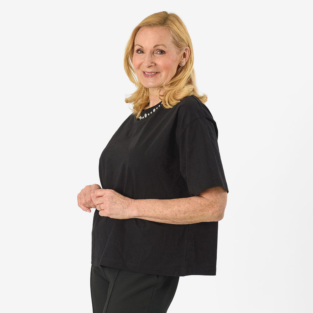 Tjc Cotton Knitted Tee (Size - 16) - Black