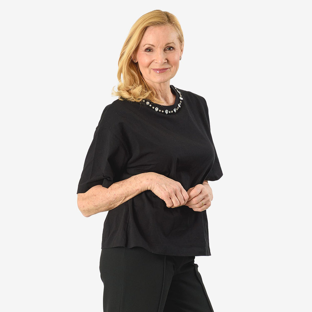 Tjc Cotton Knitted Tee (Size - 24) - Black